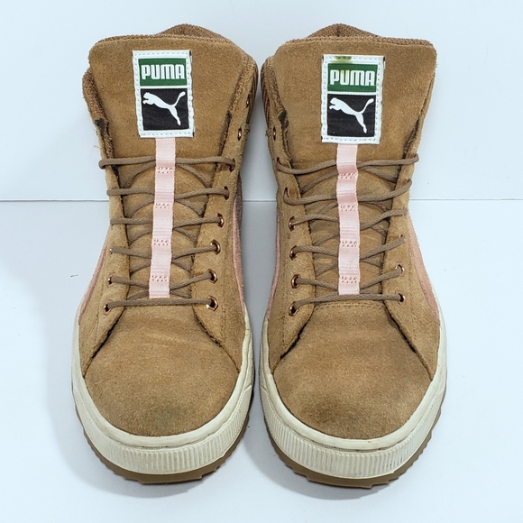 Puma Tan and Pink Suede Sneakers - Picture 3 of 8